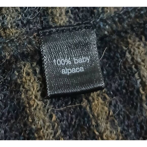 Peruvian connection mens medium 100% baby alpaca brown gray stripe sweater - Picture 7 of 8